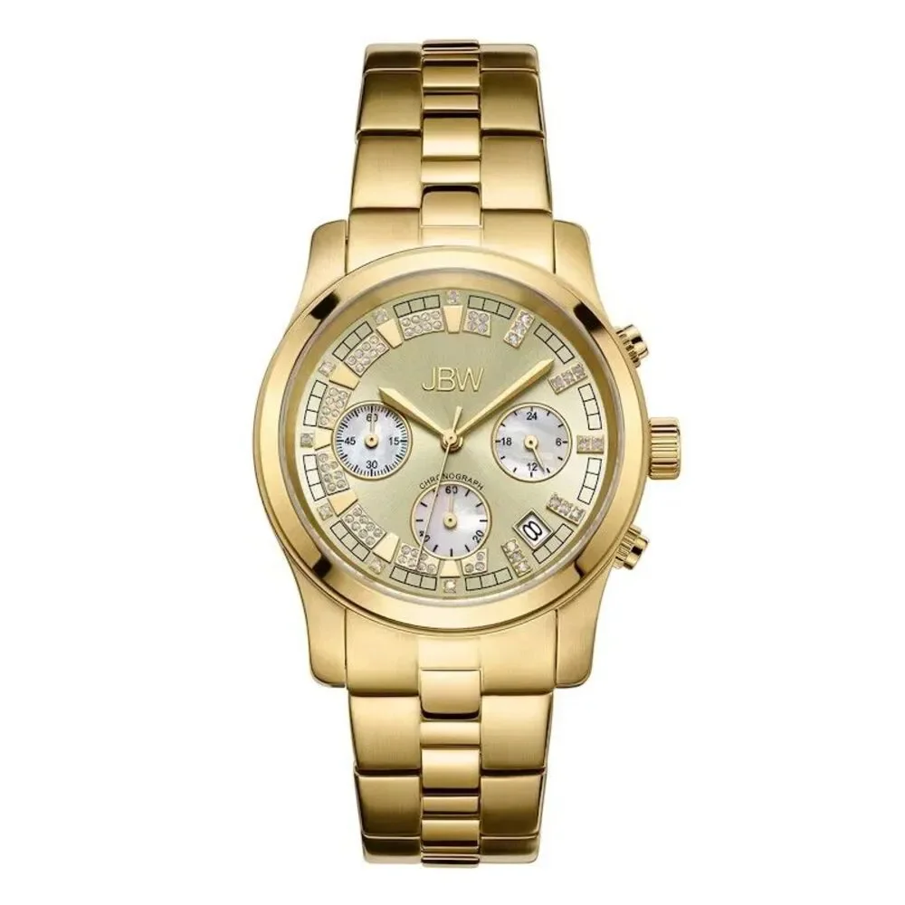 JBW Alessandra JB-6217-E Gold Tone Diamond Chronograph Womens Watch 38mm